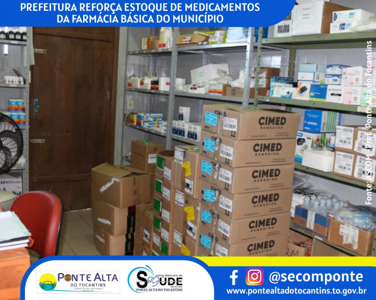 Prefeitura reforça estoque de medicamentos da Farmácia Básica do Município