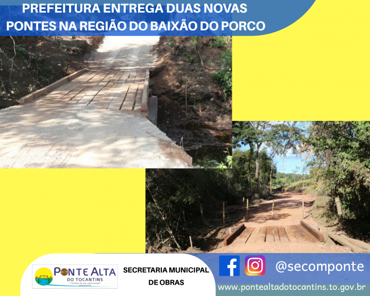 Prefeitura entrega duas novas pontes na região do Baixão do Porco se